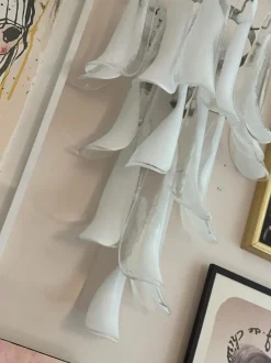 New Pamono Murano Wall Lamps in White from Mazzega, Set of 2