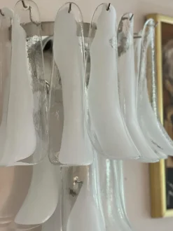 New Pamono Murano Wall Lamps in White from Mazzega, Set of 2