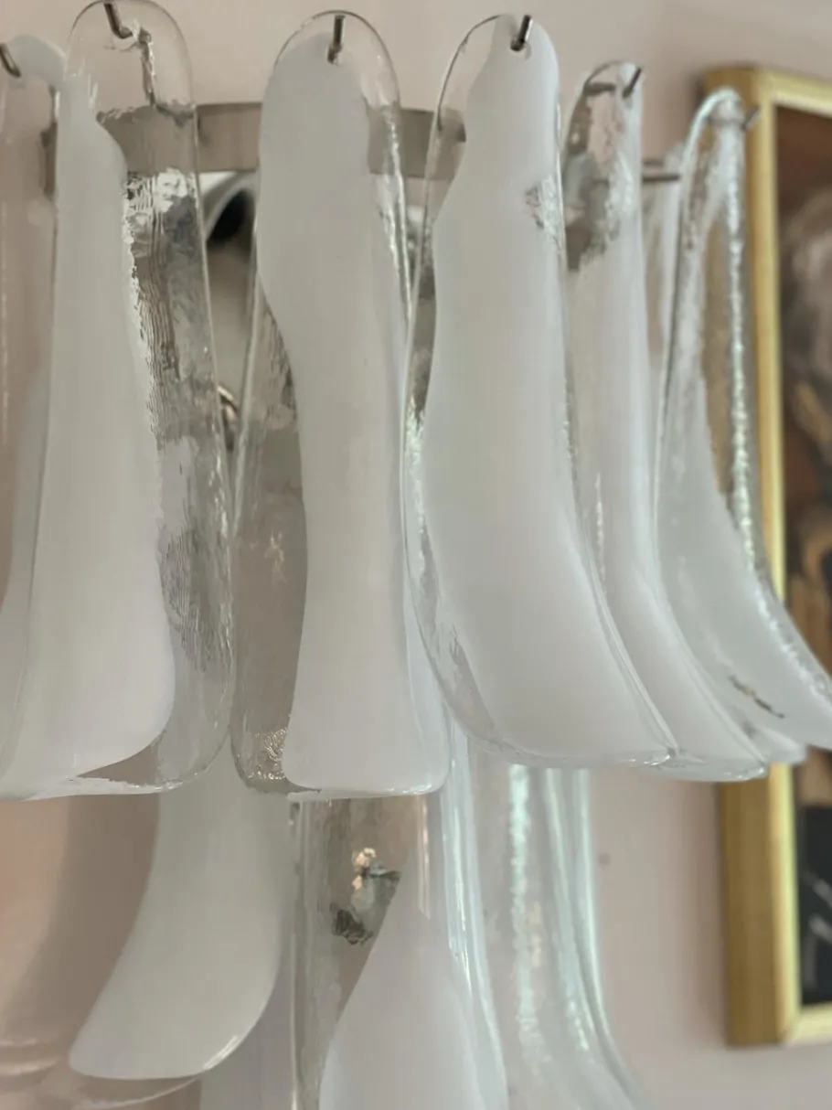 New Pamono Murano Wall Lamps in White from Mazzega, Set of 2