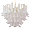 Clearance Pamono Murano White and Clear Glass Chandelier, 1990s