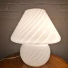 Outlet Pamono Murano White Swirl Mushroom Lamp, 1970s