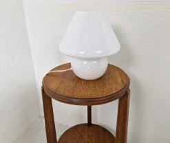 Outlet Pamono Murano White Swirl Mushroom Lamp, 1970s