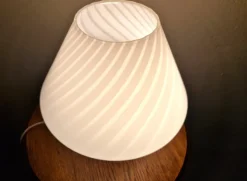 Outlet Pamono Murano White Swirl Mushroom Lamp, 1970s