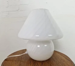 Outlet Pamono Murano White Swirl Mushroom Lamp, 1970s