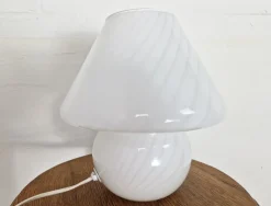 Outlet Pamono Murano White Swirl Mushroom Lamp, 1970s