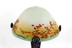 Clearance Pamono Mushroom Lamp in Wrought Iron and Blown Glass Shade, France, 1920s