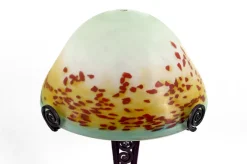 Clearance Pamono Mushroom Lamp in Wrought Iron and Blown Glass Shade, France, 1920s