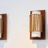 Best Pamono Natural Rattan, Teak and Opaline Glass Wall Lights, 1960s, Set of 2