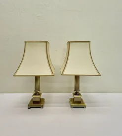 Pamono Neoclassic Style Table Lamps in Brass, 1970s, Set of 2