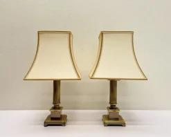 Pamono Neoclassic Style Table Lamps in Brass, 1970s, Set of 2