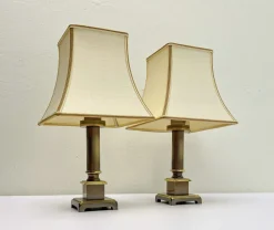 Pamono Neoclassic Style Table Lamps in Brass, 1970s, Set of 2