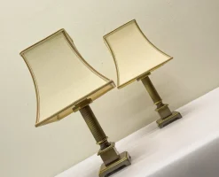 Pamono Neoclassic Style Table Lamps in Brass, 1970s, Set of 2