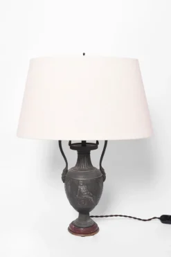 New Pamono Neoclassical Blackened Iron Lamp, 1920s