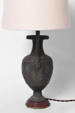 New Pamono Neoclassical Blackened Iron Lamp, 1920s