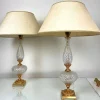New Pamono Neoclassical Cut Crystal & Brass Table Lamps, Italy, 1950s, Set of 2