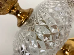New Pamono Neoclassical Cut Crystal & Brass Table Lamps, Italy, 1950s, Set of 2