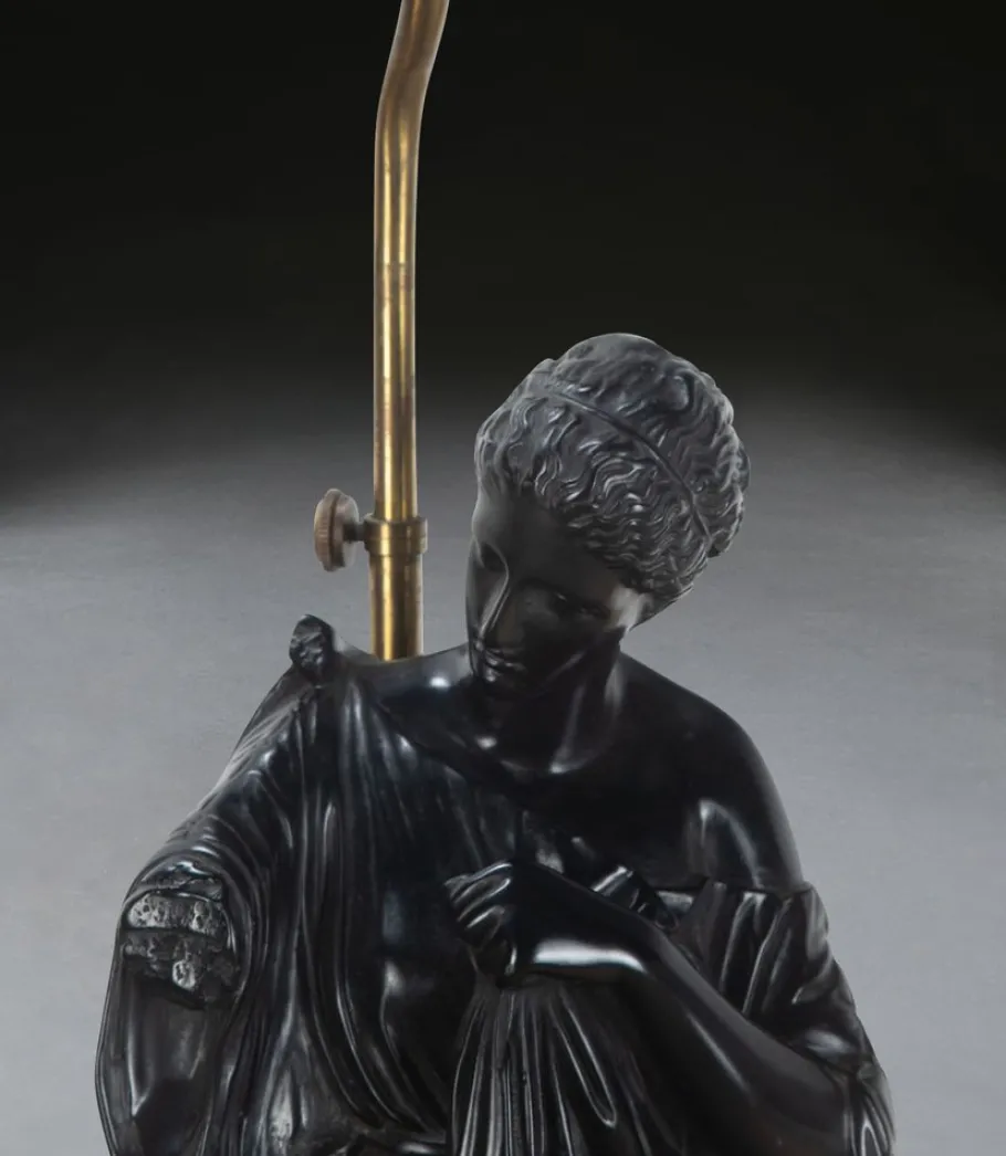 New Pamono Neo-Classical Figural Lamps, 1880, Set of 2