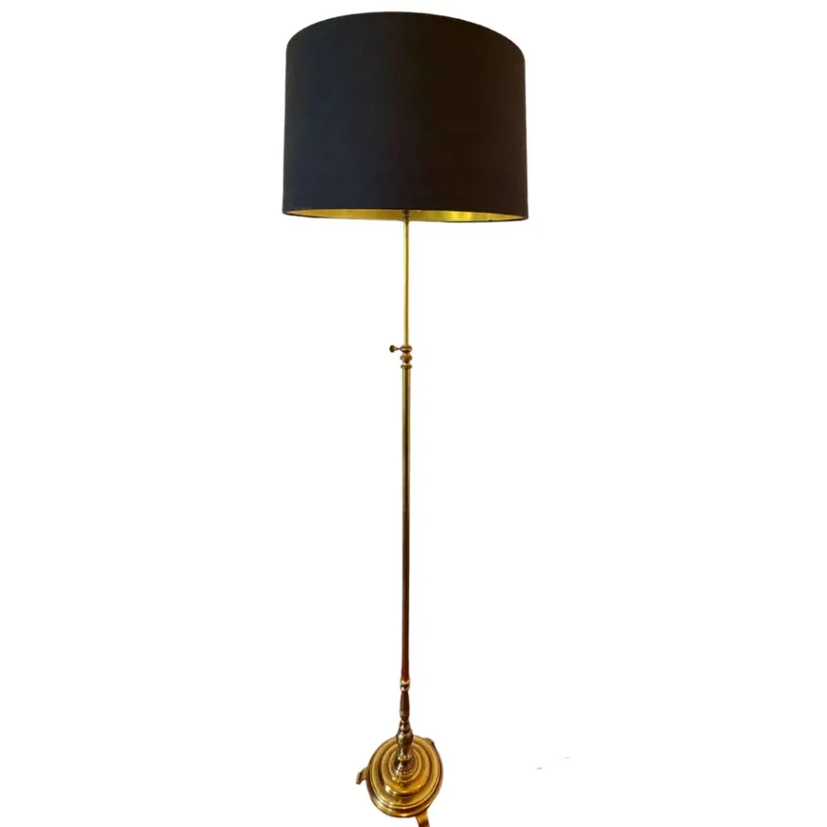 Best Pamono Neoclassical French Adjustable Brass Floor Lamp attributed to Maison Jansen, 1940s