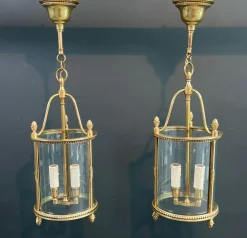 Hot Pamono Neoclassical Style Round Bronze Lanterns attributed to Maison Jansen, Set of 4