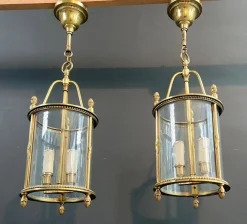 Hot Pamono Neoclassical Style Round Bronze Lanterns attributed to Maison Jansen, Set of 4