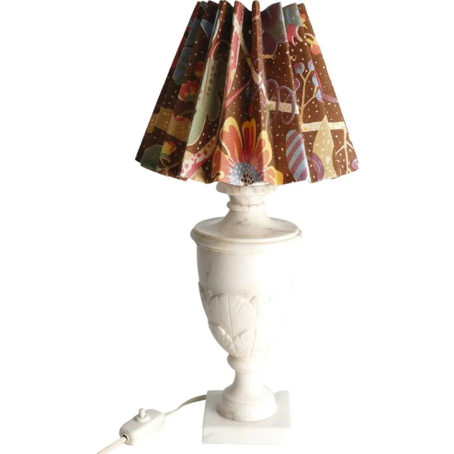 Discount Pamono Neoclassical White Florentine Alabaster Table Lamp with Leaf Relief, Italy