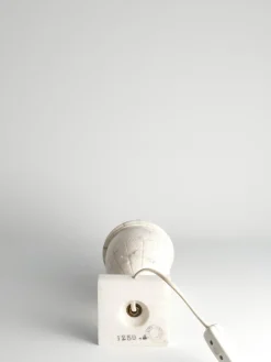 Discount Pamono Neoclassical White Florentine Alabaster Table Lamp with Leaf Relief, Italy