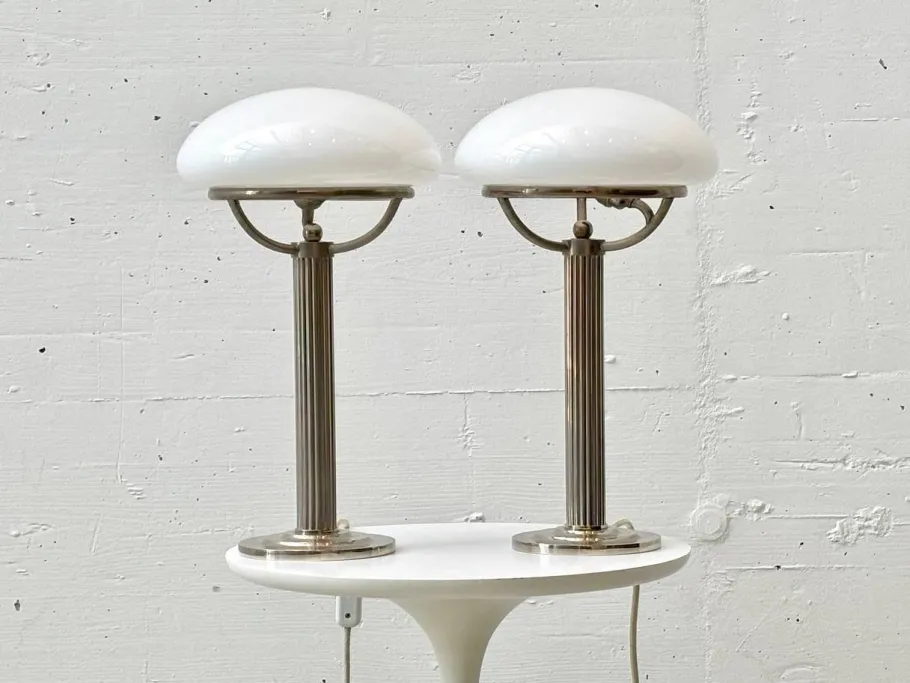Discount Pamono Nickel Table Lamps with Opal Shades by Adolf Loos for Villa Steiner