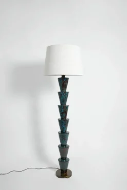 Discount Pamono Nizwa Blue and Brown Floor Lamp by Barracuda Interiors