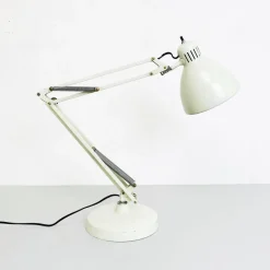 Clearance Pamono Norwegian Naska Loris Table Lamp in White Metal by Jac Jacobsen for Luxo, 1950s