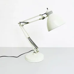 Clearance Pamono Norwegian Naska Loris Table Lamp in White Metal by Jac Jacobsen for Luxo, 1950s