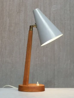 Best Pamono Oak, Metal and Brass Desk Lamp from Falkenbergs Belysning, Sweden, 1950s