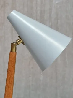 Best Pamono Oak, Metal and Brass Desk Lamp from Falkenbergs Belysning, Sweden, 1950s