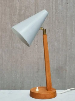 Best Pamono Oak, Metal and Brass Desk Lamp from Falkenbergs Belysning, Sweden, 1950s
