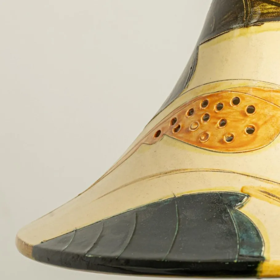 Best Pamono Ochre Blue Cream Orange Ceramic Cone Pendants, Denmark, 1970, Set of 2