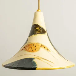 Best Pamono Ochre Blue Cream Orange Ceramic Cone Pendants, Denmark, 1970, Set of 2