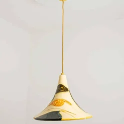 Best Pamono Ochre Blue Cream Orange Ceramic Cone Pendants, Denmark, 1970, Set of 2