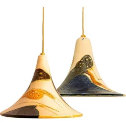 Best Pamono Ochre Ceramic Cone Pendants, Denmark, 1970, Set of 2
