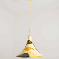 Best Pamono Ochre Ceramic Cone Pendants, Denmark, 1970, Set of 2