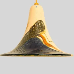 Best Pamono Ochre Ceramic Cone Pendants, Denmark, 1970, Set of 2