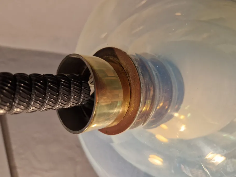 Sale Pamono Octopus Pendant in Iridescent Glass and Brass Carlo Nason for Mazzega, 1950s