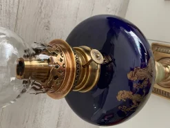 Outlet Pamono Oil Lamps in Bronze and Earthenware, 1890s, Set of 2