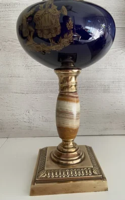 Outlet Pamono Oil Lamps in Bronze and Earthenware, 1890s, Set of 2