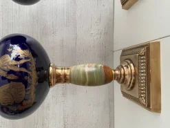 Outlet Pamono Oil Lamps in Bronze and Earthenware, 1890s, Set of 2