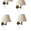 New Pamono Olive Green Sconces in Brass, 1980s, Set of 4