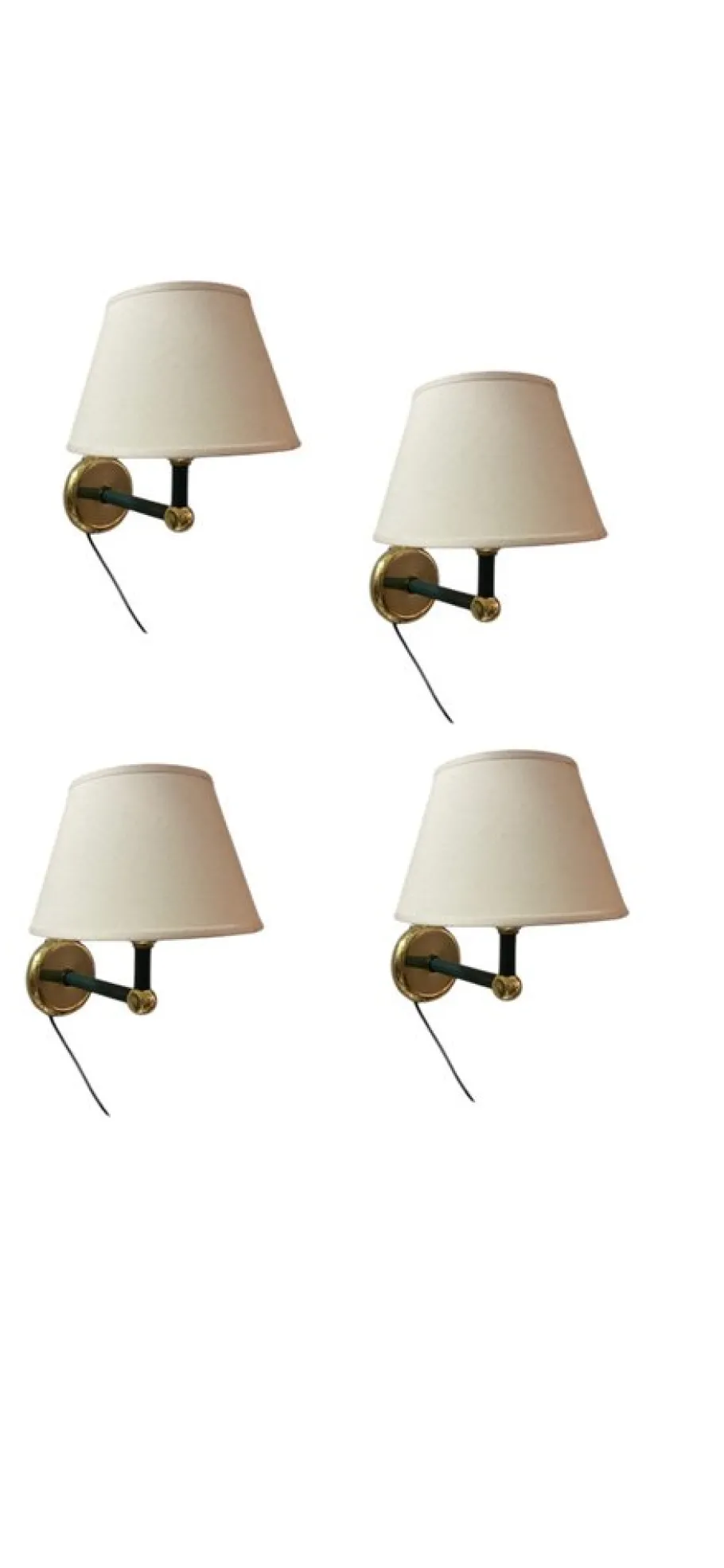 New Pamono Olive Green Sconces in Brass, 1980s, Set of 4