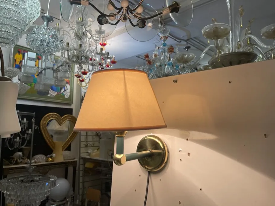 New Pamono Olive Green Sconces in Brass, 1980s, Set of 4