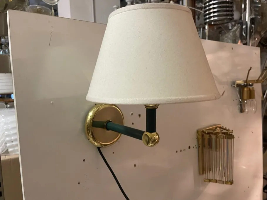 New Pamono Olive Green Sconces in Brass, 1980s, Set of 4