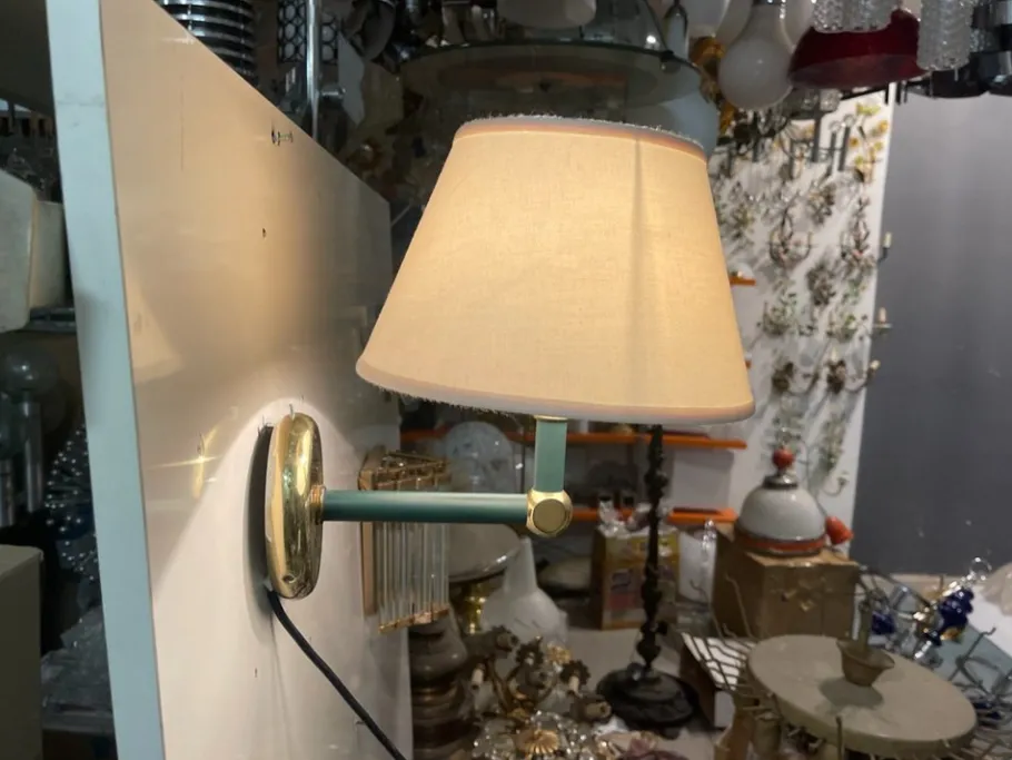 New Pamono Olive Green Sconces in Brass, 1980s, Set of 4