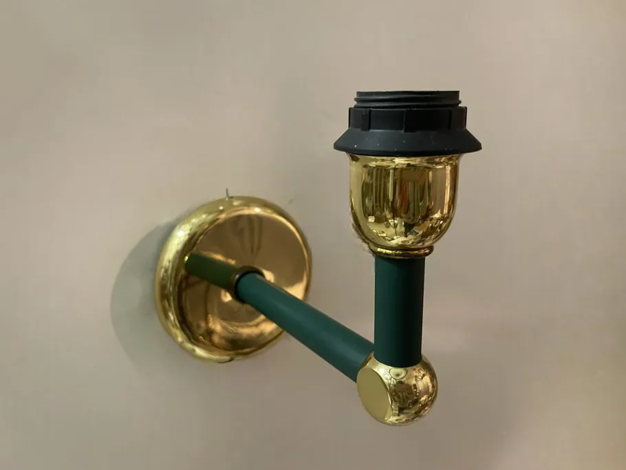 New Pamono Olive Green Sconces in Brass, 1980s, Set of 4