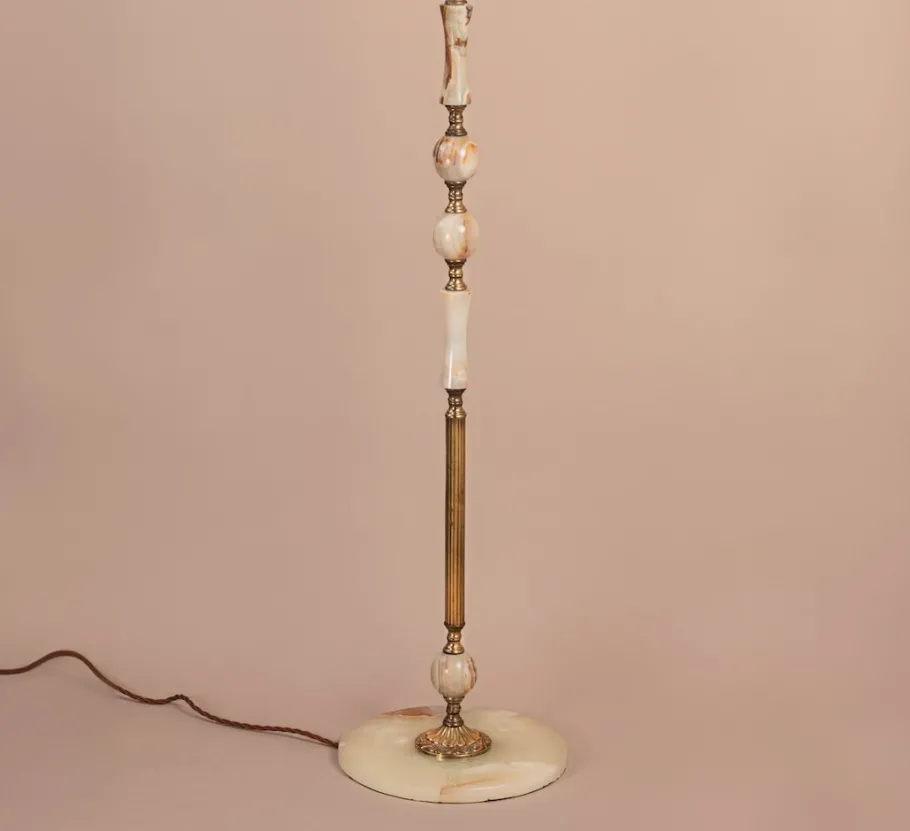 Outlet Pamono Onyx and Brass Floor Lamp by Marmo Lusso